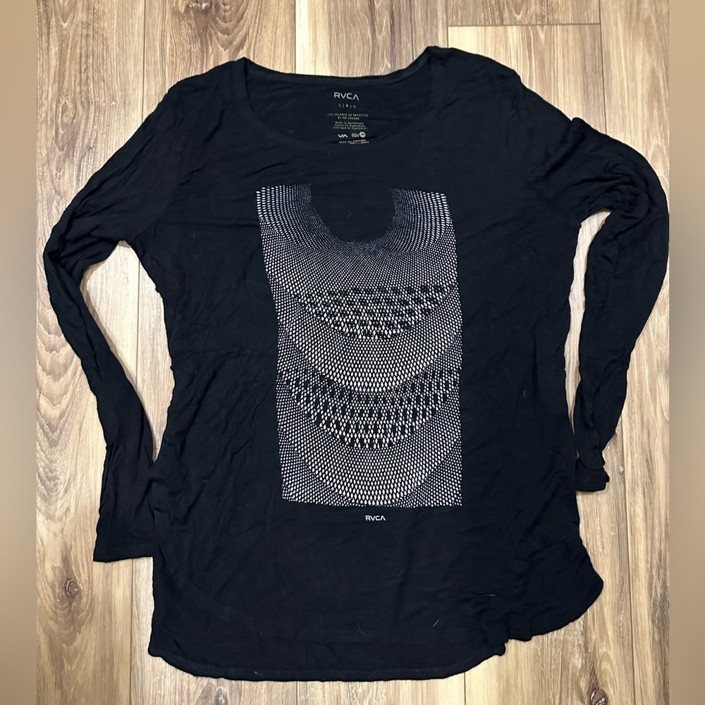 RVCA Black Long Sleeve Tee with Graphic Design
